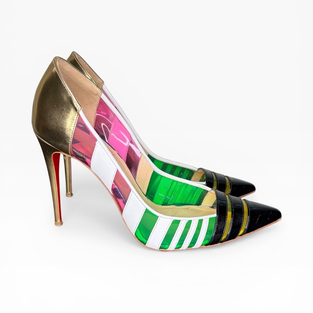Christian Louboutin Gold and Multicolor Heels Size 38